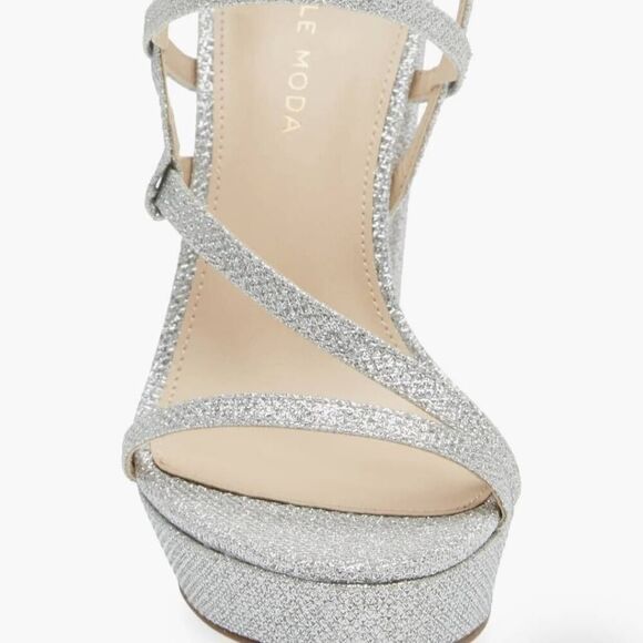 NWT Pelle Moda Women's 10M Patsi Silver Platform Sandals - Picture 4 of 5